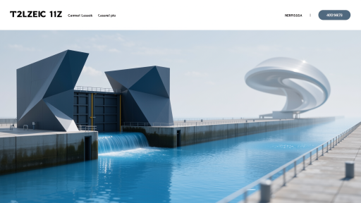 制造业企业官方网站界面截图，蓝色工业风设计，包含产品展示和技术参数模块