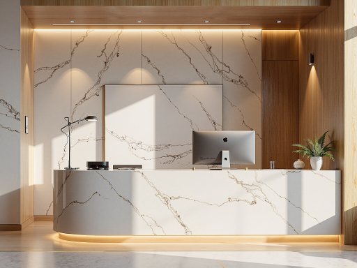 公司前台接待区域照片，现代化办公环境，前台工作人员微笑服务，体现专业友好的企业形象